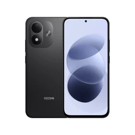 Xiaomi Redmi Note 17 4G siyah telefon, ön ve arka yüzüyle birlikte sergileniyor