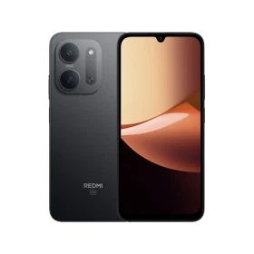 Xiaomi Redmi 17C 5G siyah telefonun ön ve arka yüzü, çift kamera ve renkli ekranıyla birlikte