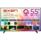 Axen AX55QO4OTL-W2S Ultra HD 4K LED televizyon, webOS Hub arayüzü açık ekranıyla önden görünür.