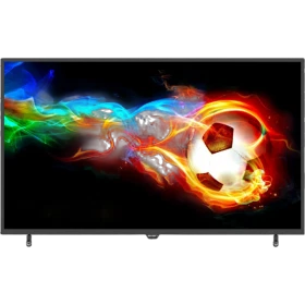 Axen AX49DIL005 Full HD FHD LED televizyon, ekranda renkli ışıklar ve futbol topu görüntüsü