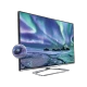 Philips 42PFL5008K Full HD LED TV; ön panelde uzay manzaralı ekran ve duvara dönük ayaklı tasarım, genel renk.