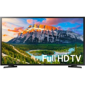 Samsung 40N5300 Full HD LED TV ekranında “Full HD TV” yazısı ve manzara görüntüsü, genel siyah tasarım