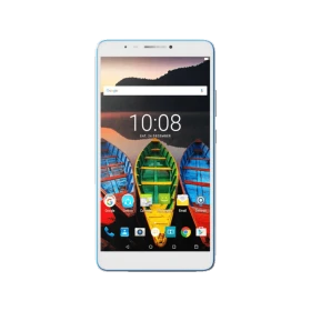 Lenovo TAB3 7 Plus beyaz tablet ekranında uygulamalar ve 10:08 saati görünüyor, uygun fiyatlı model.