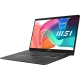 MSI Modern 14 F13MG-429XTR009 koyu gri ultrabook laptop, renkli ekrana açık görünümle önden tasarım gösterimi.