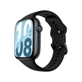 Honor Watch X5i siyah akıllı saat, dikdörtgen ekranı ve ayarlanabilir silikon kordonuyla açılı görünüm