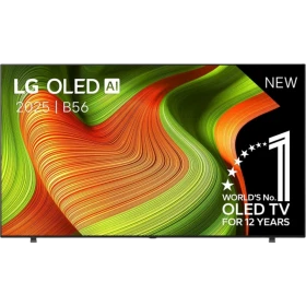 LG OLED83B56LA Ultra HD 4K OLED TV, canlı renkli akış deseni ekranda, vitrin görseli genel tasarım