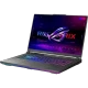Asus ROG Strix G16 G614JVR-N3096-68 siyah oyuncu laptop; RGB aydınlatmalı, mor ekranlı görünüm