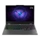 Lenovo LOQ 15IAX9 83GS00P6TRA89 gri oyuncu laptop, açık ekran ve RGB aydınlatmalı klavye ile önden görünüm