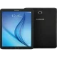 Samsung Galaxy Tab E SM-T560 Wi-Fi siyah tablet; ön ekran ve arka kasa görünümü ile şık tasarım.