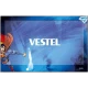 Vestel 22VF5012 Superman Full HD LED televizyon, mavi ekranda Superman temalı tasarım ve Vestel logosu