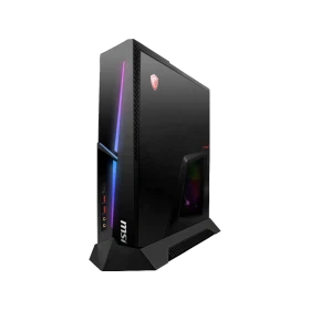 MSI MEG Trident X 10SE-851EU masaüstü bilgisayar, siyah kompakt kasası ve RGB aydınlatmasıyla
