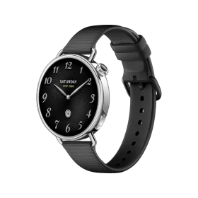 Xiaomi Watch S4 41mm Floroelastomer gümüş akıllı saat, siyah kayış ve yuvarlak kadran
