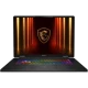 MSI Crosshair 18 HX AI A2XWGKG-014TR siyah oyuncu laptop; RGB aydınlatmalı klavye ve kalkanlı ekran görünümü