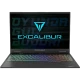 Casper Excalibur G920.1490-EX90A-E siyah oyuncu laptop, RGB aydınlatmalı klavye ve Excalibur ekranı görünüyor