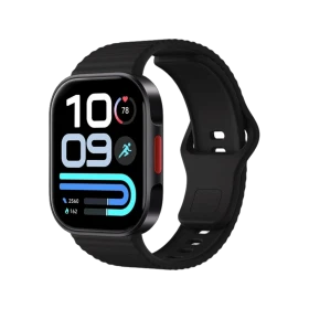 Xiaomi Redmi Watch 6 Lite siyah akıllı saat, renkli ekranı ve siyah silikon kayışıyla önden görünüyor