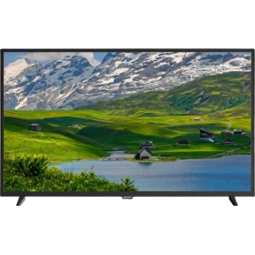 Sunny SN49DAL023 Full HD FHD TV, dağ ve göl manzarası gösteren siyah çerçeveli televizyon