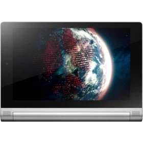 Lenovo Yoga 2 8.0 Inc platin renkli tablet ekranda dünya görseliyle vitrinde sunuluyor