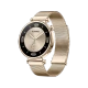 Huawei Watch GT 4 Altın 41mm akıllı saat, altın metal örgü kayış ve yuvarlak kadranla önden görünüm