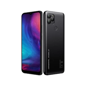 General Mobile GM 21 New Edition siyah akıllı telefon, ön ekran ve arka kamera tasarımıyla vitrinde görünüm