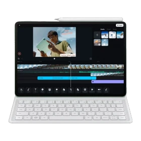 Huawei MatePad 11.5 S 2026 256 GB gümüş tablet, klavye görünümü ve multimedya ekranı ile öğrenciler için vitrin.