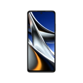 Siyah Poco X4 Pro akıllı telefon, ince çerçeveli ekran ve ön kamera detaylı ön yüz tasarımı