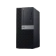 Dell OptiPlex 5070 masaüstü bilgisayar, siyah kasası ve ön panel bağlantı noktalarıyla