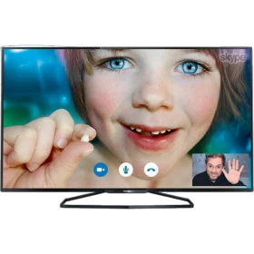 Philips 47PFK6109 Full HD LED TV ekranında yakın plan kadın yüzü, vetrin ürünü siyah tasarım