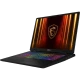 MSI Crosshair 17 HX AI D2XWGKG-017TR koyu gri oyuncu laptop; altın ışıklı ejderha logosu ve RGB klavye görünüyor