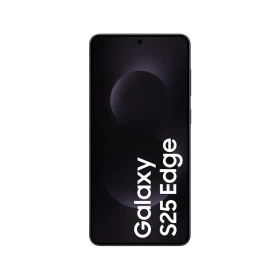 Siyah Samsung Galaxy S25 Edge akıllı telefon, önden ekran görünümü ve ince çerçeveli tasarım