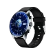 Tecno Watch Pro 2 gümüş akıllı saat, mavi kadranlı ve siyah silikon kayışlı tasarım
