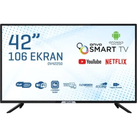 Onvo OV42250 Full HD LED televizyon, siyah çerçeveli 42 inç ekran ve ayaklı tasarım
