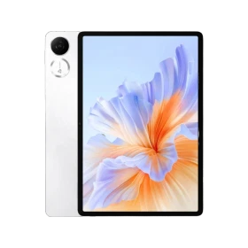 Honor Pad V9 beyaz oyuncu tablet, 8 GB RAM ve 128 GB depolama, çiçek desenli ekran görünümü.