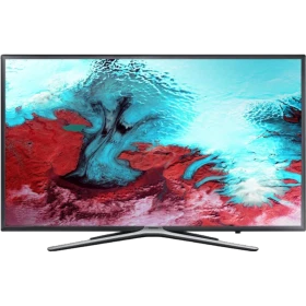 Samsung 55K6000 55 inç Full HD LED televizyon, kavisli standlı siyah ekran görseli, canlı manzara içerik gösterimi