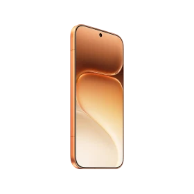 Turuncu Honor 600 Pro akıllı telefon, ince çerçeveli ekranı ve düz kenarlı modern tasarımıyla önden görünüm