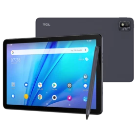 TCL Tab 10 S mat gri uygun fiyatlı tablet; önde ekran açık ve arkada kamera modülü görünüyor