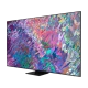 Samsung 98QN100B Ultra HD 4K QLED televizyon, genel siyah tasarım ve renkli ekran görüntüsü