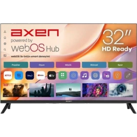 Axen AX32DM1OTL-W2S HD Ready HD TV, siyah çerçeveli LED televizyonun önden görünümü