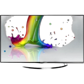 Sunny Smart Siyah Ultra HD 4K 49 inç televizyon, ekranda renkli soyut görüntüyle önden görünüm