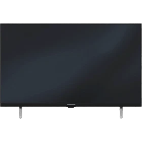 Grundig 32 GHH 6500 B HD Ready LED televizyon, siyah ekranı ve ayaklarıyla önden görünüm