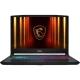 MSI Katana 15 HX B14WFK-450XTR siyah oyuncu laptop; açık ekran ve RGB klavye aydınlatma görünüyor.