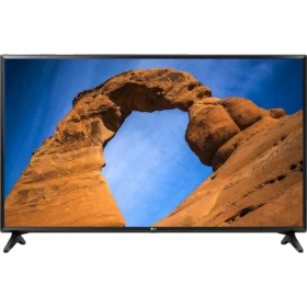 LG 49LK5900PLA Full HD FHD LED televizyon, genel renk; dağ manzaralı ekranıyla vitrin görünümlü.