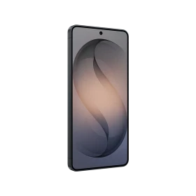Samsung Galaxy S26 siyah akıllı telefon, önden görünüm, ince çerçeveli ekran ve orta ön kamera deliği
