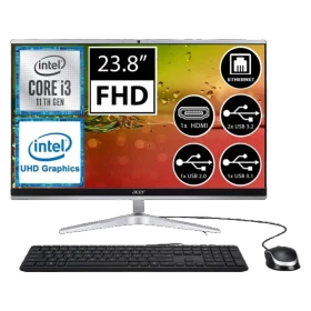 Acer Aspire C24-1650 masaüstü bilgisayar, 23,8 inç FHD ekran, klavye ve fareyle birlikte