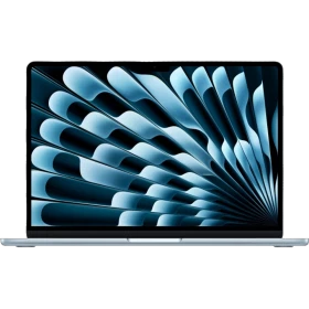 Apple MacBook Air M4 13.6 inç laptop, açık mavi renkli ince tasarımı ve önden görünen ekranıyla