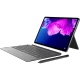 Lenovo Tab P11 Pro, koyu gri öğrenci tableti; klavye ile katlanır kullanım, parlak ekranlı tablet görünümü