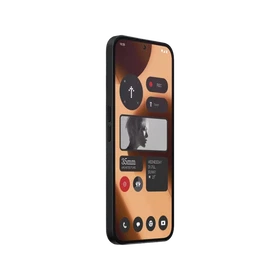 Siyah Nothing Phone 2a Plus akıllı telefon, önden ve hafif yandan görünümde ekranı açık şekilde