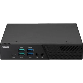 Asus PB60-B3430MV siyah masaüstü bilgisayarın ön paneli ve bağlantı portları