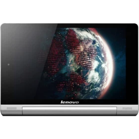 Lenovo Yoga 8 gümüş tablet ekranında dünya temalı arayüz, uygun fiyatlı tablet tasarımı