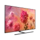 Samsung 75Q9FN 75 inç Ultra HD 4K QLED TV ekranında renkli çiçekler, siyah tasarım.