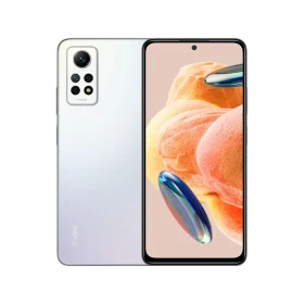 Xiaomi Redmi Note 12 Pro beyaz akıllı telefon, ön ekran ve arka kamera modülüyle vitrin görünümü